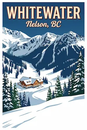 Poster template with skier silhouette